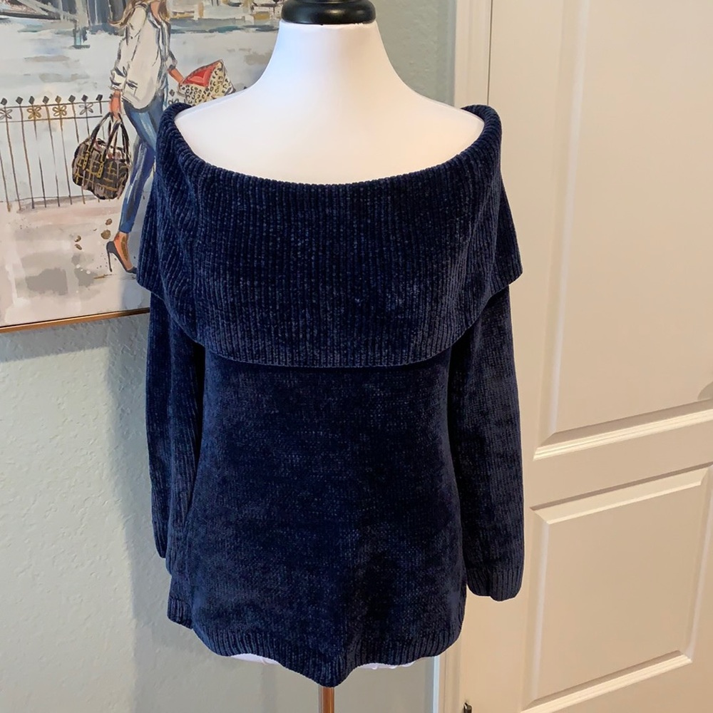 WHBM Midnight Blue Chenille Sweater • Sz M